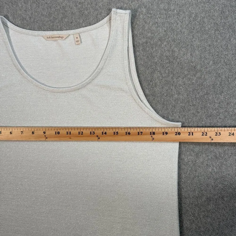 Soft Surroundings Silver Metallic Tank Top Women's X-Large Scoop Neck - Image 3