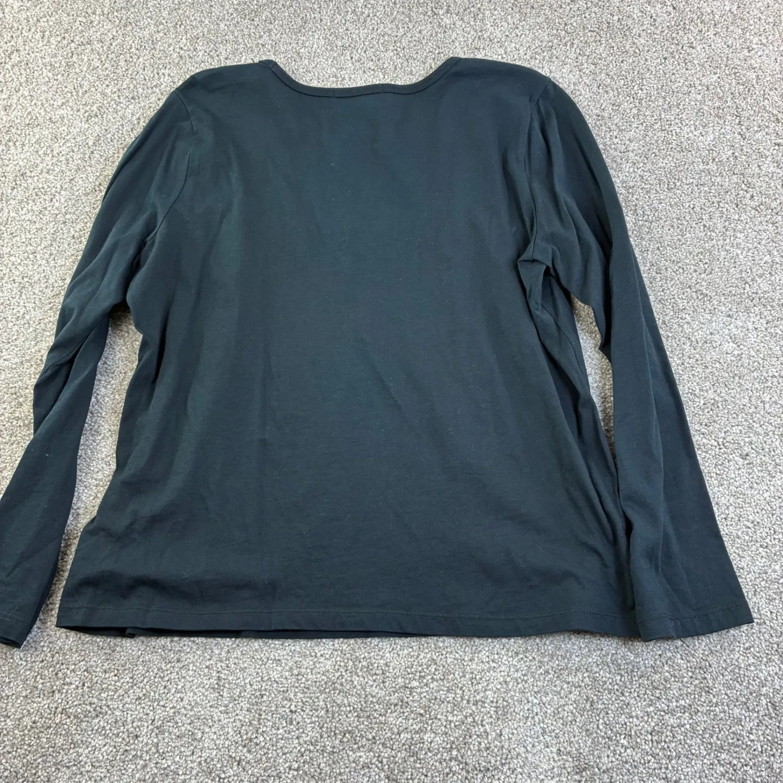 Lauren Ralph Lauren Active Womens XL Long Sleeve Shirt Black Beaded Crest Y2K - Image 10