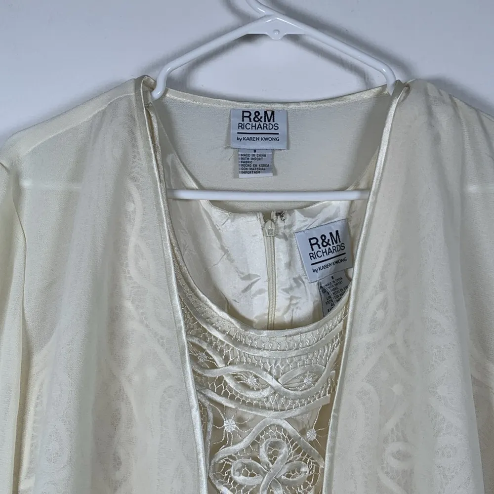 R&M Richard’s by Karen Kwong Ivory Mother of the Bride Dress w/ Coverall Size 8 - Image 2