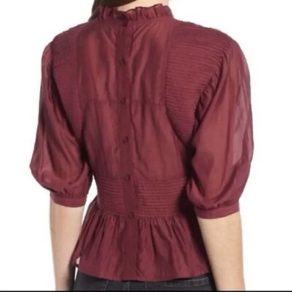 Something Navy  Pleated Peplum Blouse‎ - Image 7