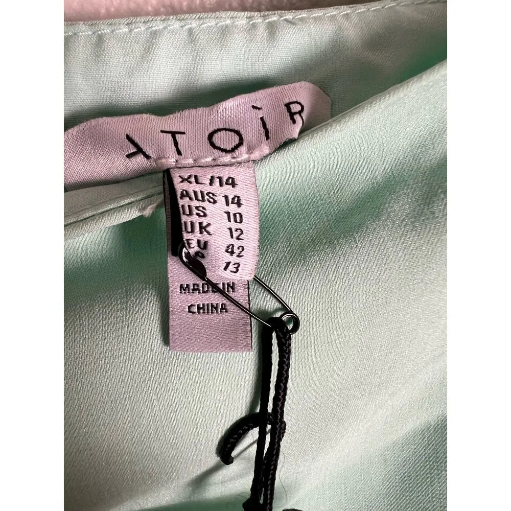 Atoir Someone Like Me Mint Blue Ruffle Hem Puff Sleeve Mini Dress Size 10 Green - Image 11