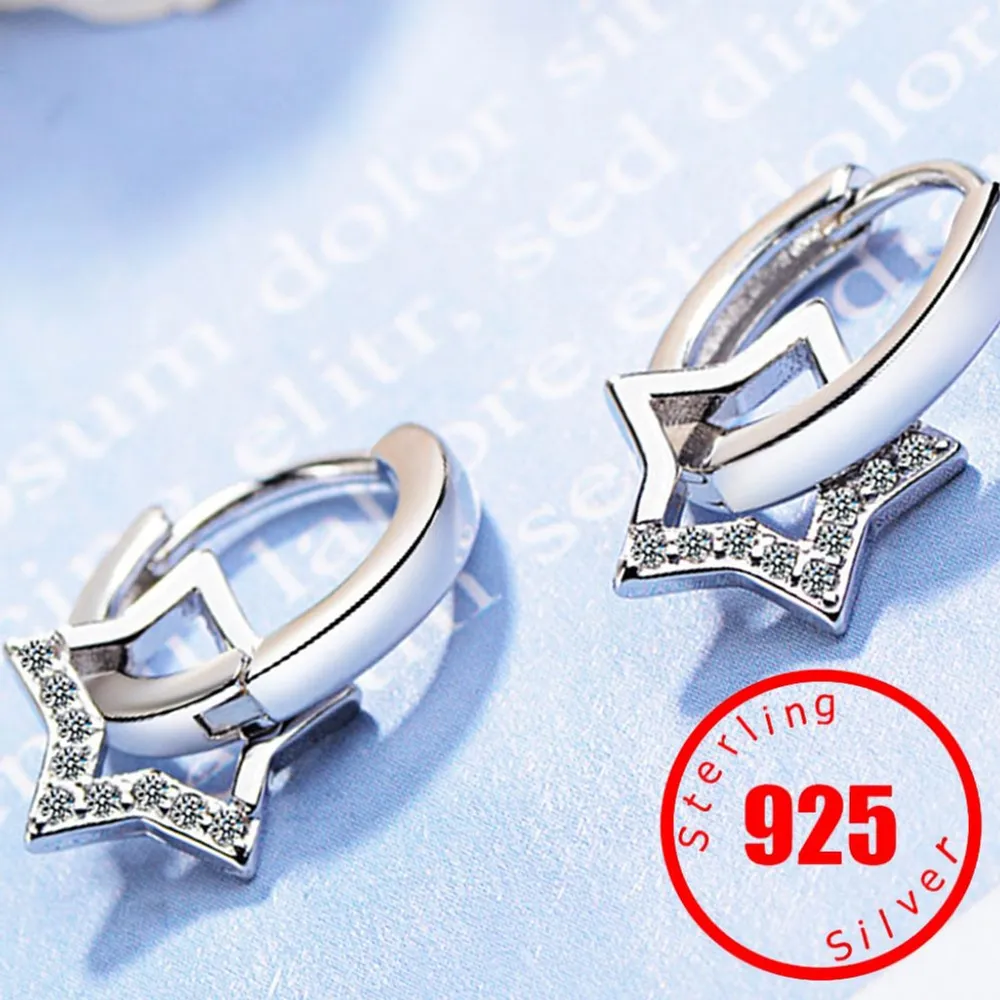 NEW Women's‎ 2 Piece Platinum Plated S925 Starry Diamond Simulant Hoop Earrings - Image 10