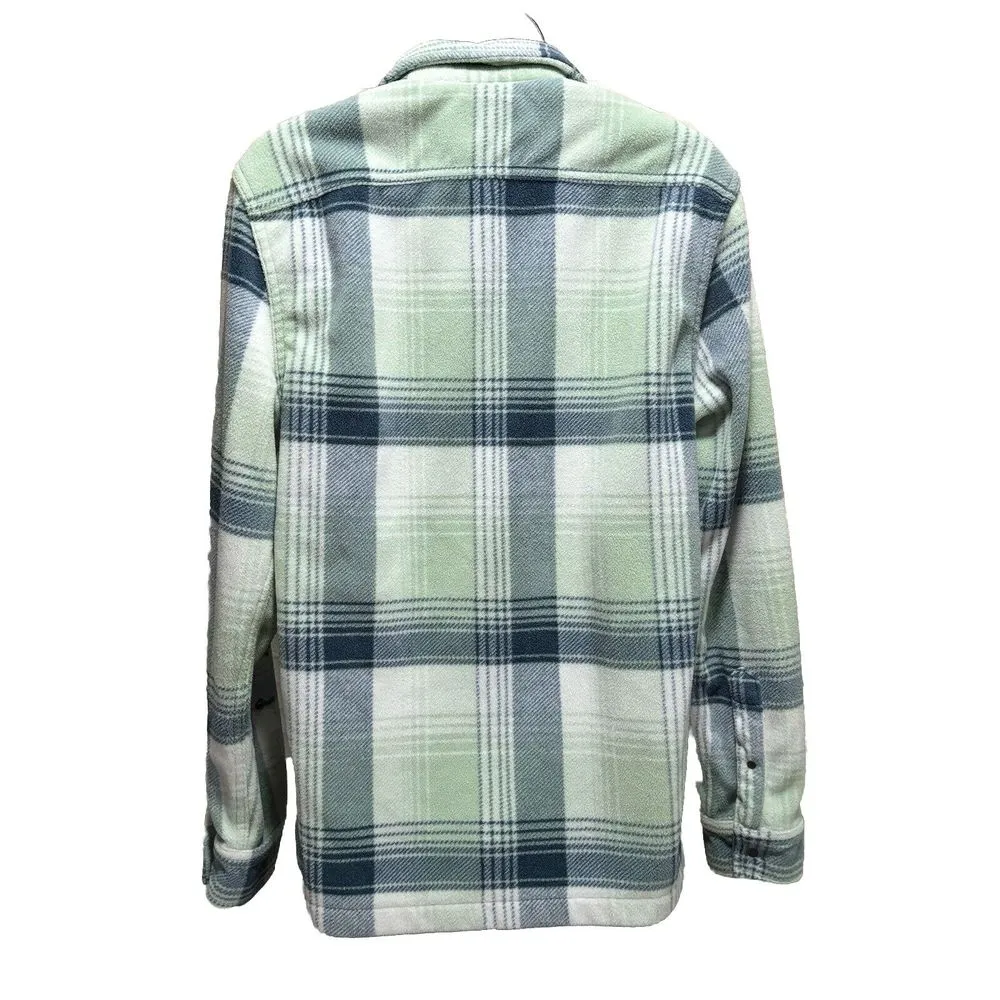Arizona Jean Co Fleece Jacket Snap Closure Size Small Blue/Green/White‎ Plaid - Image 4
