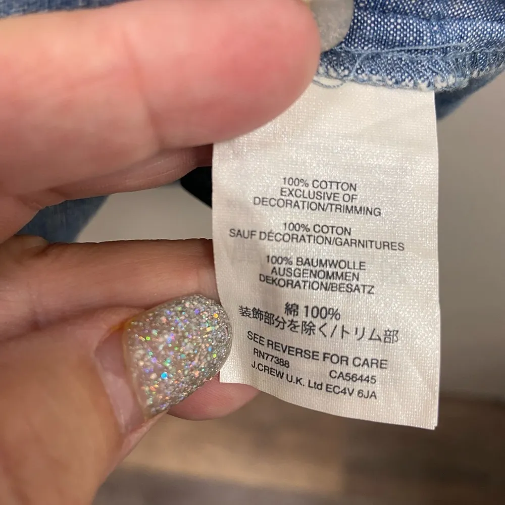 J crew women’s denim dress w eyelet on sleeves w ruffles and size 8 - Image 5