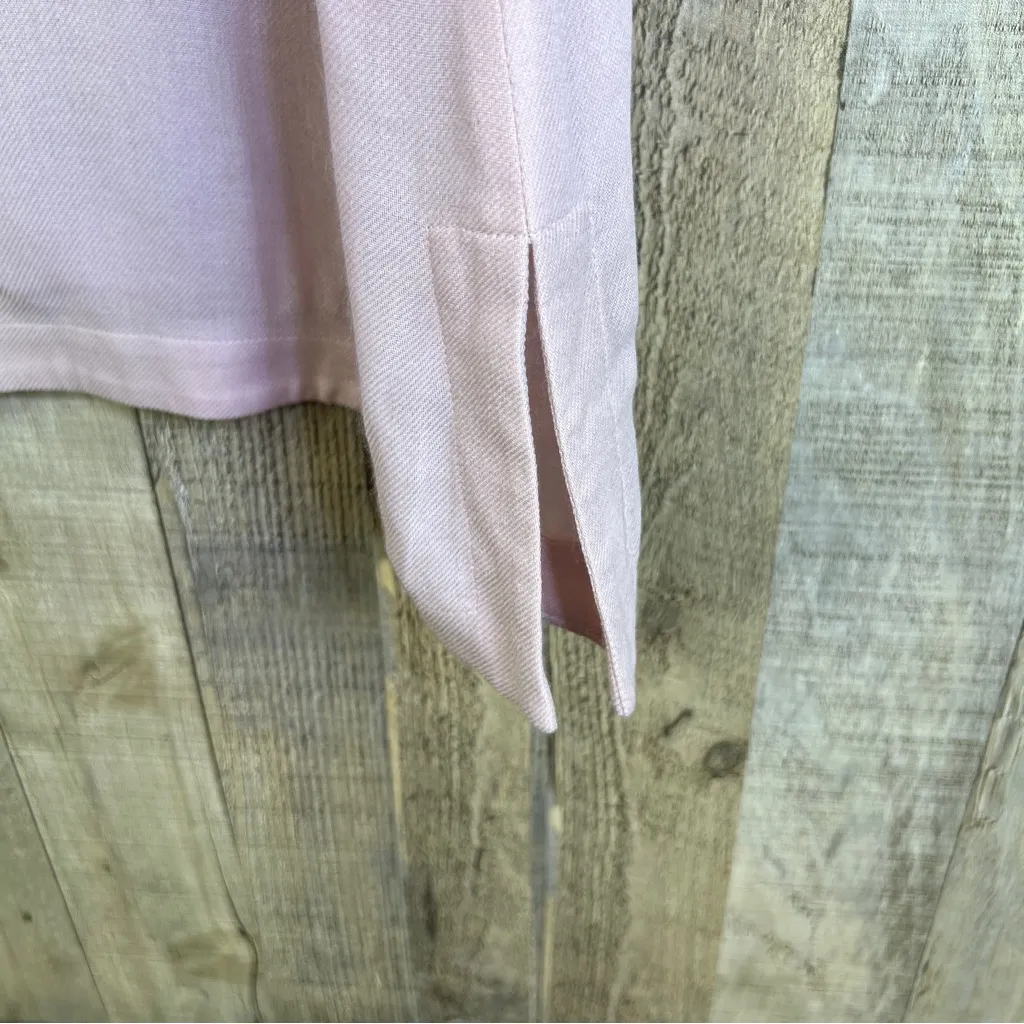 Doncaster  Collection Wool Blend Pink Tabbed Long Sleeve Button Front Blouse - Image 8