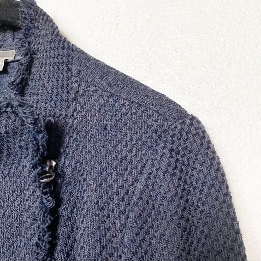 Vince Frayed Edge Scuba Moto Jacket Navy Size Medium - Image 7