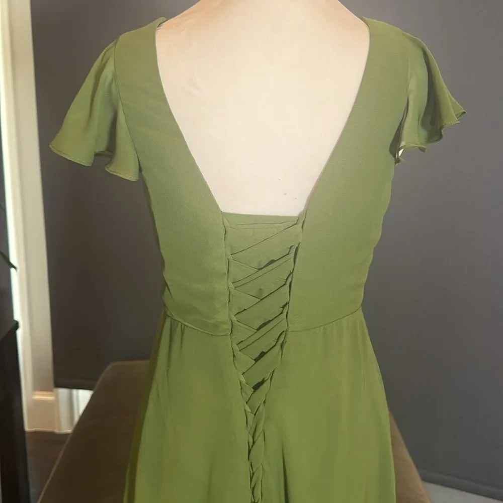 Women’s Green Full Length Chiffon V - Image 5