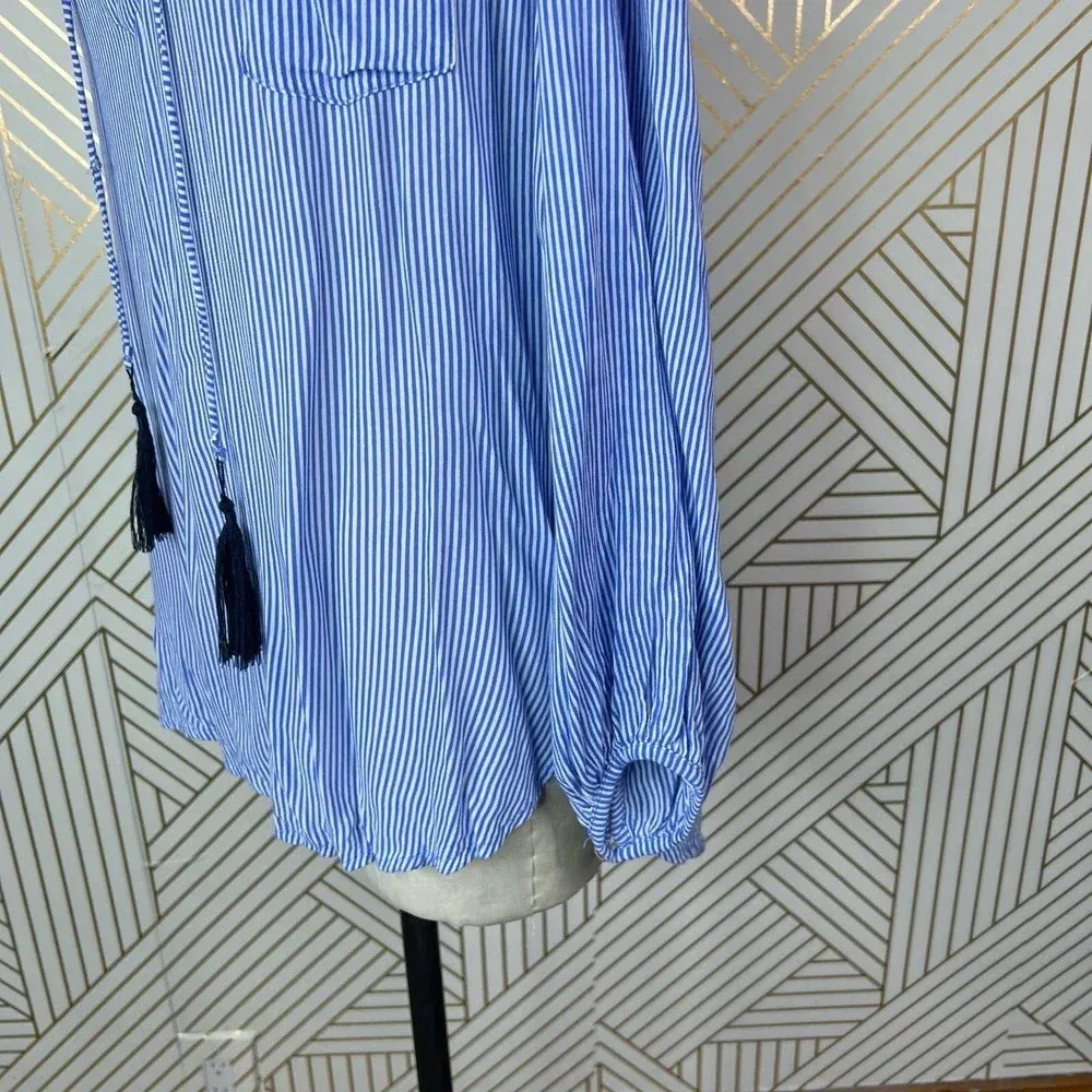 Faithfull the Brand Alice‎ Blue Stripe Tasseled Top Size US 6 - Image 9