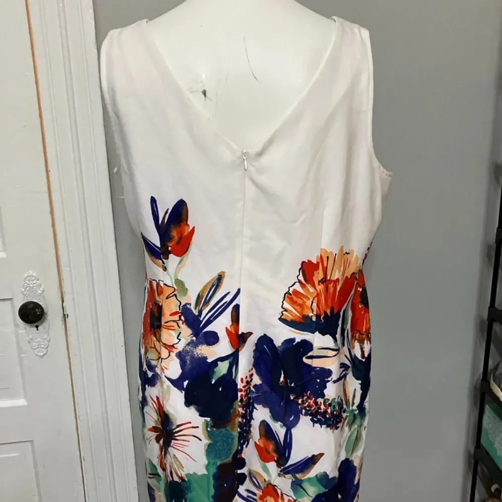 Maya Broke Sz 20 2X Sleeveless Floral Print Midi Skirt White - Image 3