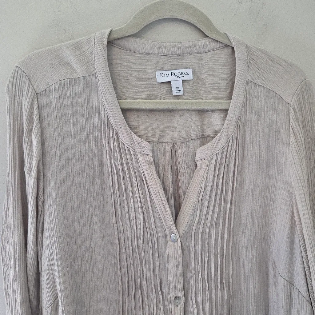 Kim Rogers Curvy Tan Crepe Top - Image 2