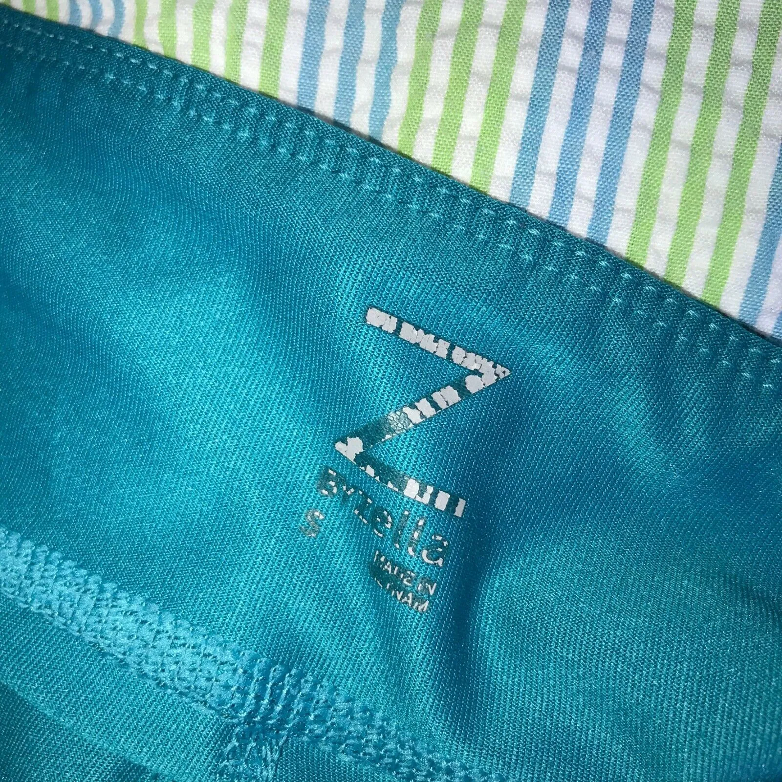 Z by Zella Womens Leggings Sz S Ikat Print Teal Black Tie‎ Dye Look Capri Length - Image 2