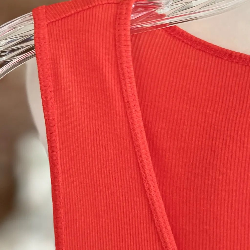 J. Crew Tank Top XL Orange Ribbed Knit Scoop Neck NWT - Image 3