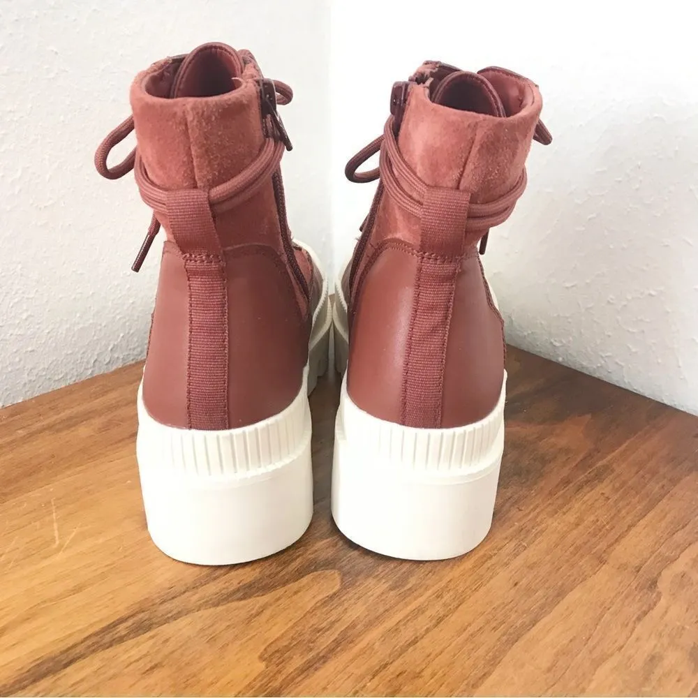 GIANNI BINI Rust Red Leather Lug Sole Platform Bootie Sneaker High Top‎ Size 6.5 - Image 6