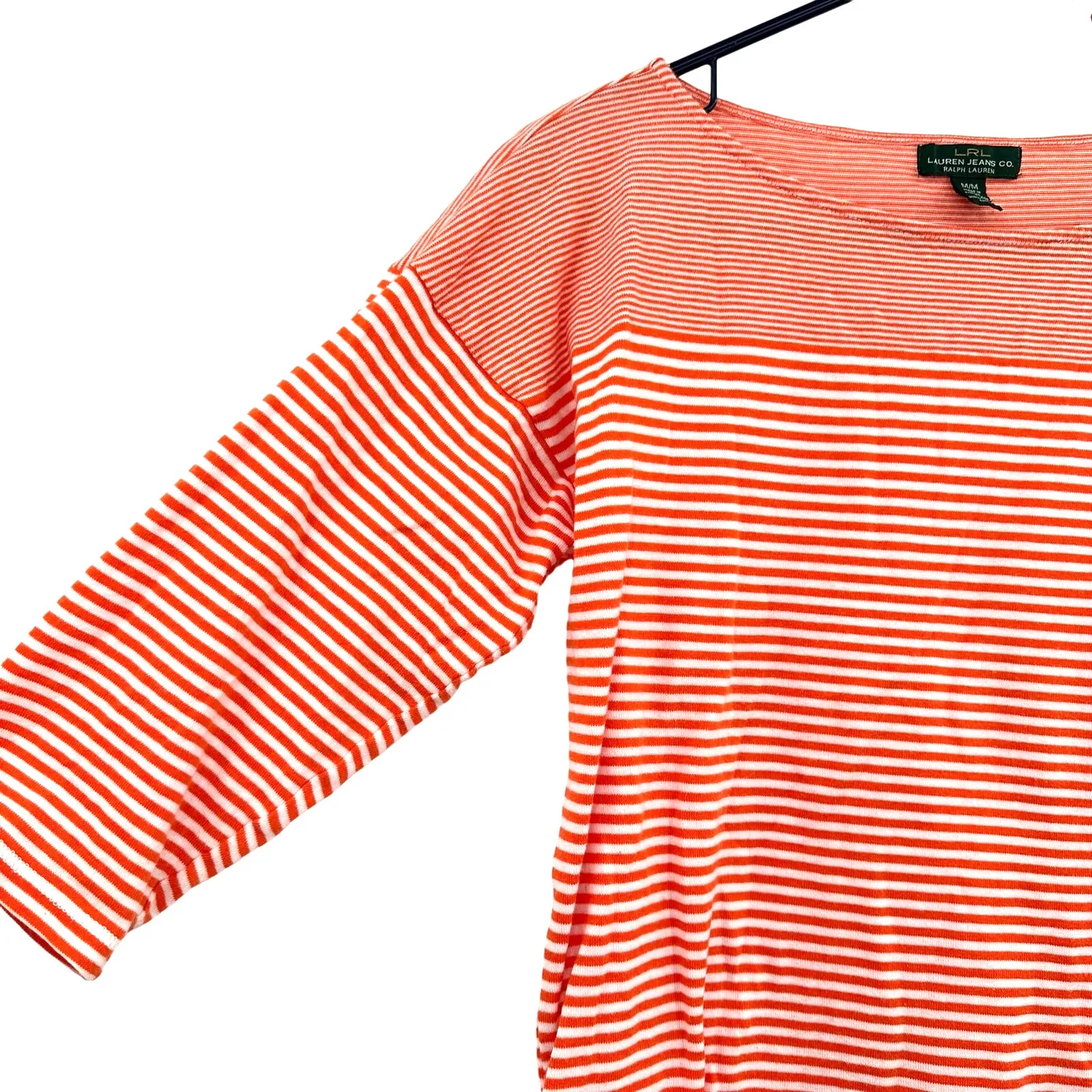 Lauren Jeans Co Size‎ Medium Shirt Red Pinstripe 3/4 Sleeve Casual Everyday LRL - Image 3