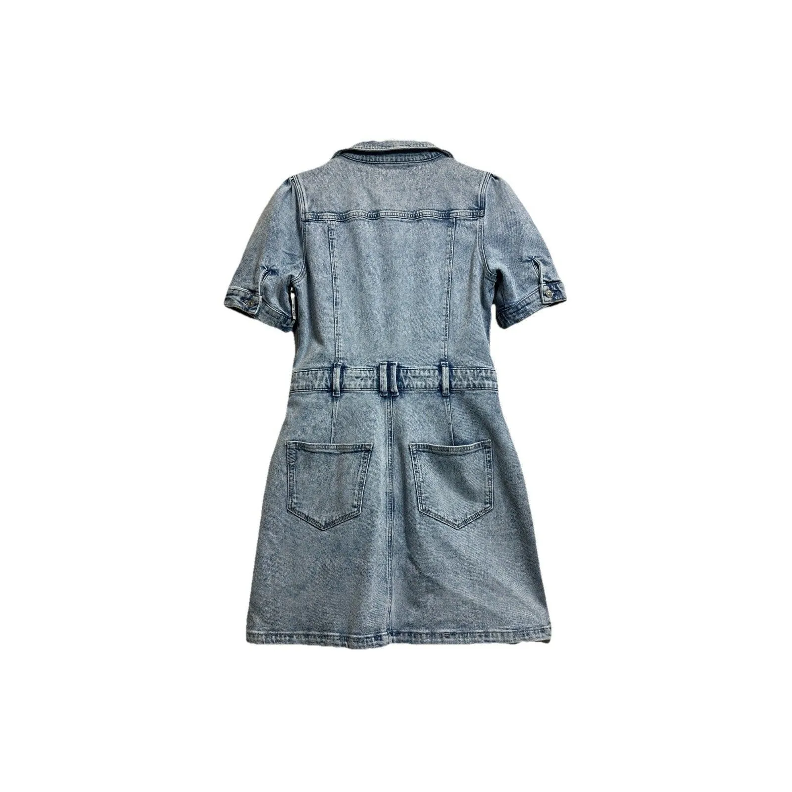 PAIGE Mayslie Denim Mini Shirt Dress Alivia Button Front Short Sleeve Sz 8 - Image 3