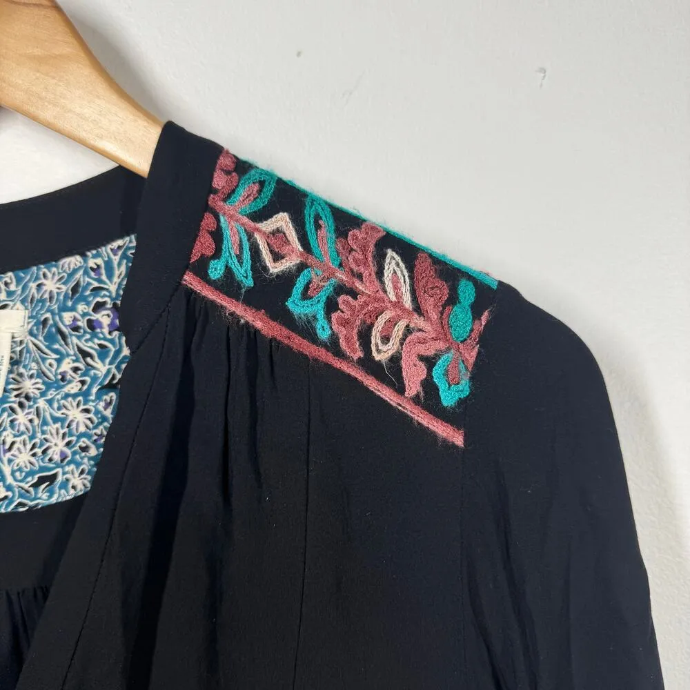 Anthropologie Floreat Avery Size M Embroidered Boho Dress As Seen On TV Black Size M - Image 3