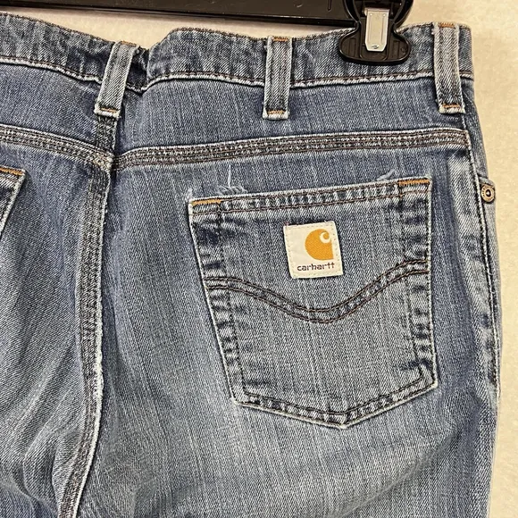 Carhartt Jeans Women's Size 6x30 Blue Boot Cut Traditional Fit Stretch Mid Wash - Image 2