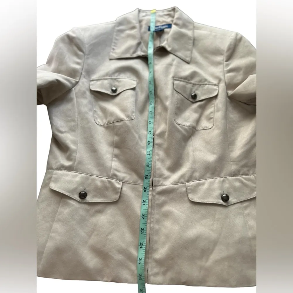 Evan Picone Women's Faux Suede Zipper Front Jacket Size 12 Tan Long Sleeve - Image 4