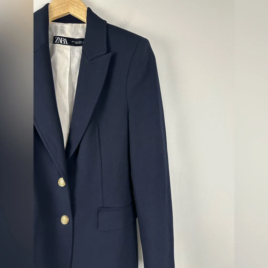 Zara Fitted Shoulder Pads Tailored Blazer Women’s Sz S - Image 5