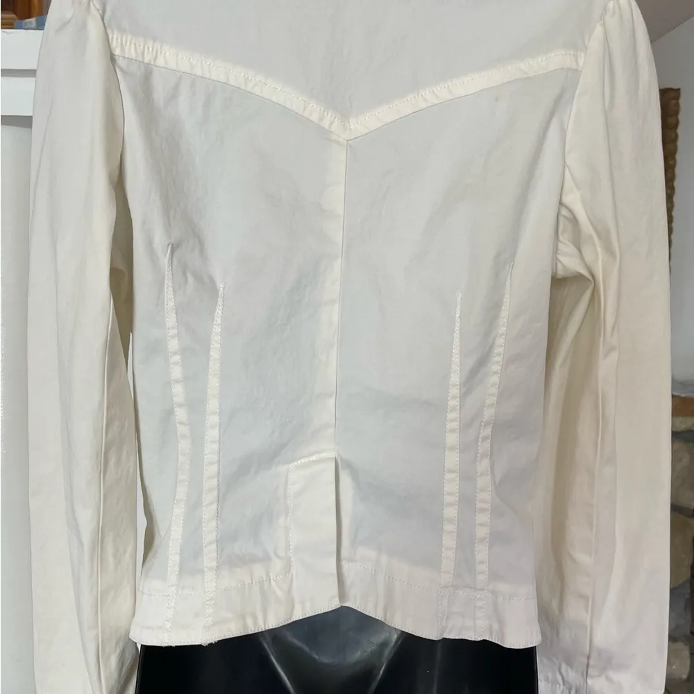 Guess Jean Blazer Jacket Women size M stretchy Coastal Denim cream color - Image 2