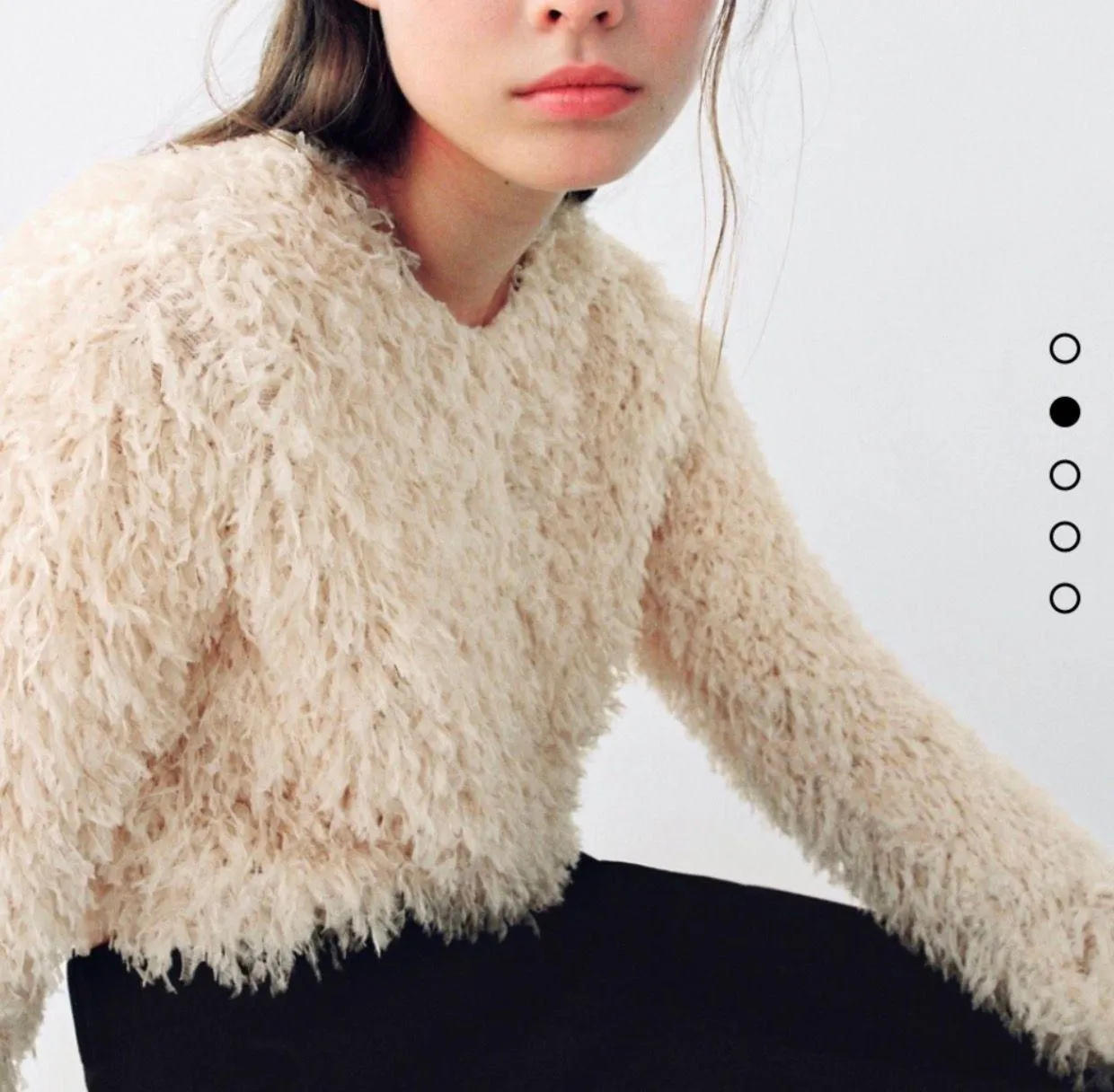 Cream Feather Effect Sweatshirt Sweater Top - Image 9