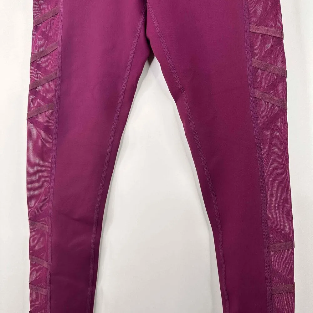 BuffBunny Burgundy Patterned Mesh Side Panel Leggings Size Medium New with tags - Image 3
