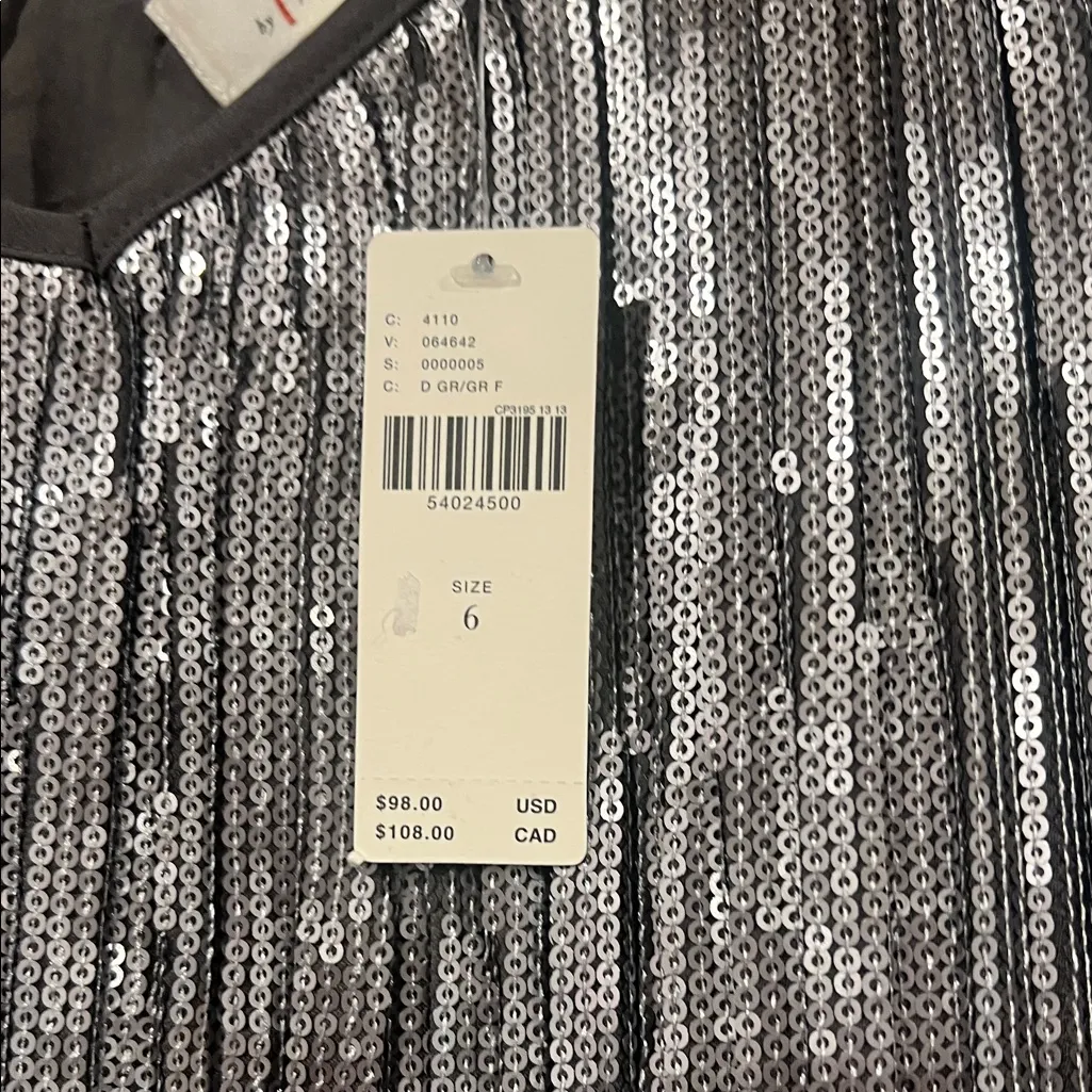 Anthropologie Metallic Silver Ruffle Cami size‎ 6 - Image 5