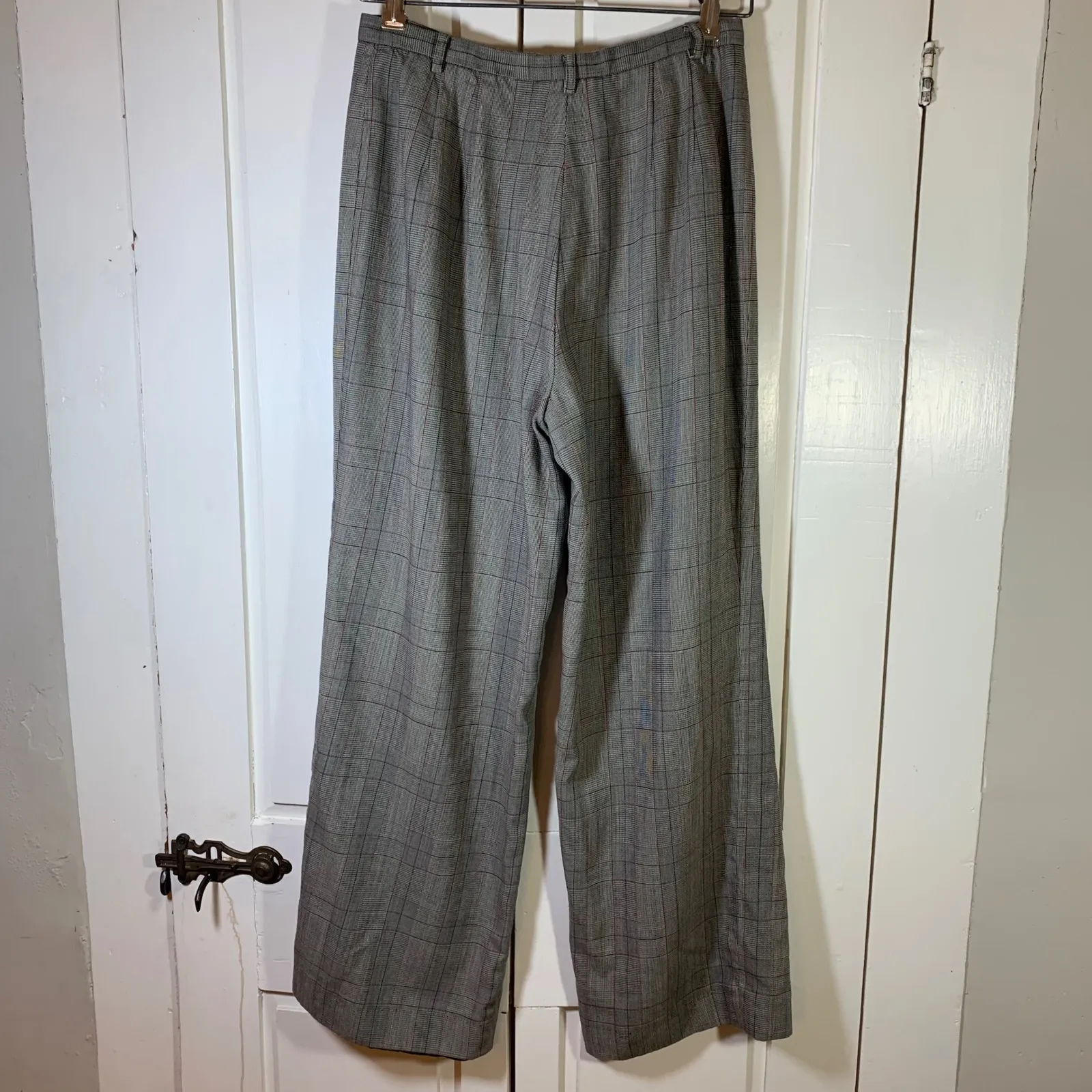 VTG CARLISLE Plaid Wool Blend Retro Trouser 8 Gray Red Classic Career Pants READ - Image 2