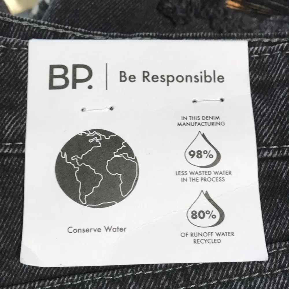 BP Black Wash Denim Jean Shorts 100% Cotton Frayed Hem High Rise Size 26 NWT - Image 2