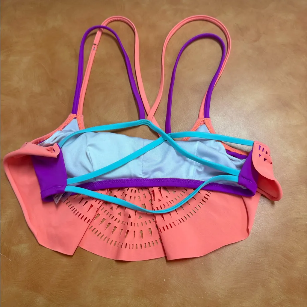 PINK Victoria's Secret Bikini Top in Pink and Purple - Image 2