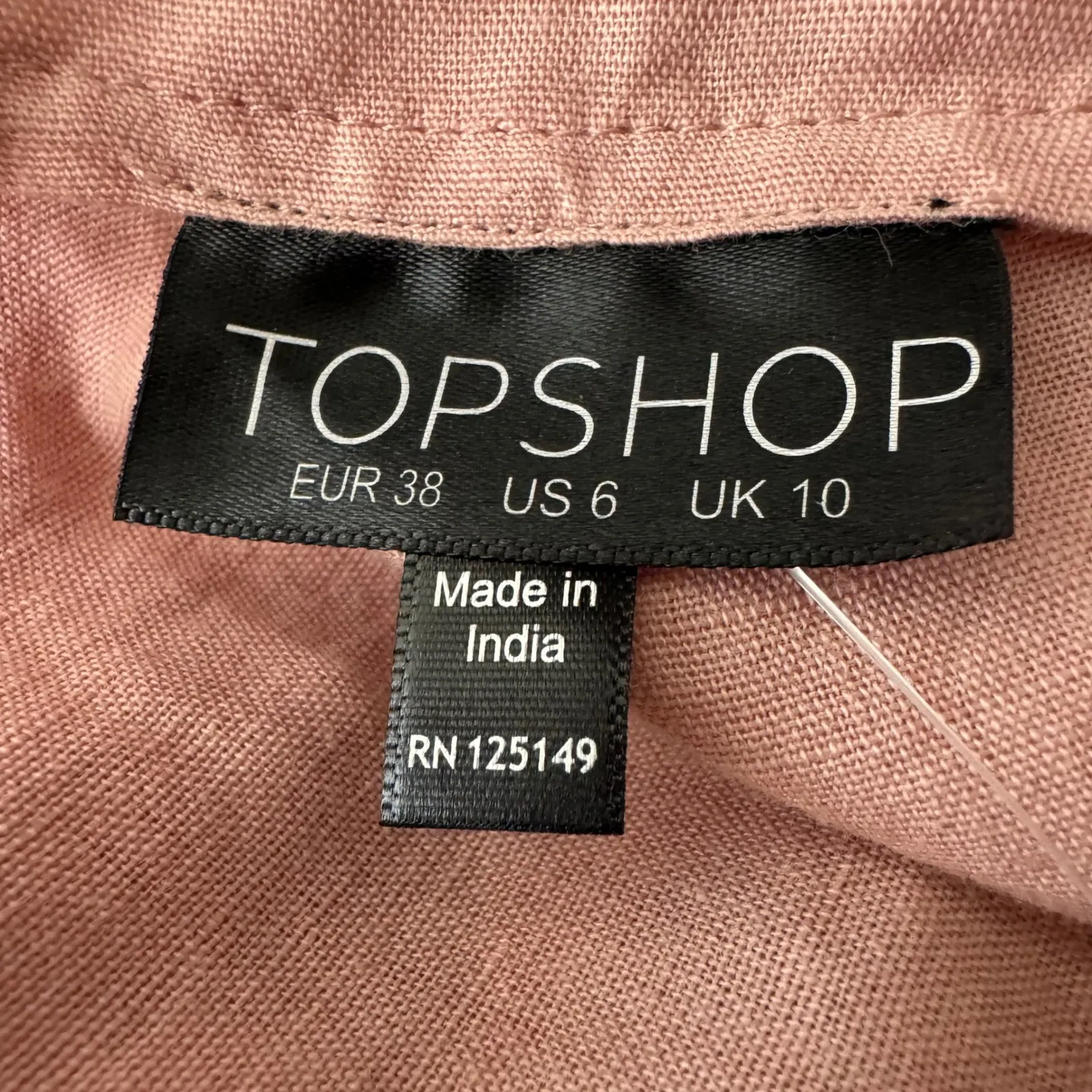 TOPSHOP Pink Linen Blend Button Front Flutter Sleeve Mini Dress Size US 6 - Image 6