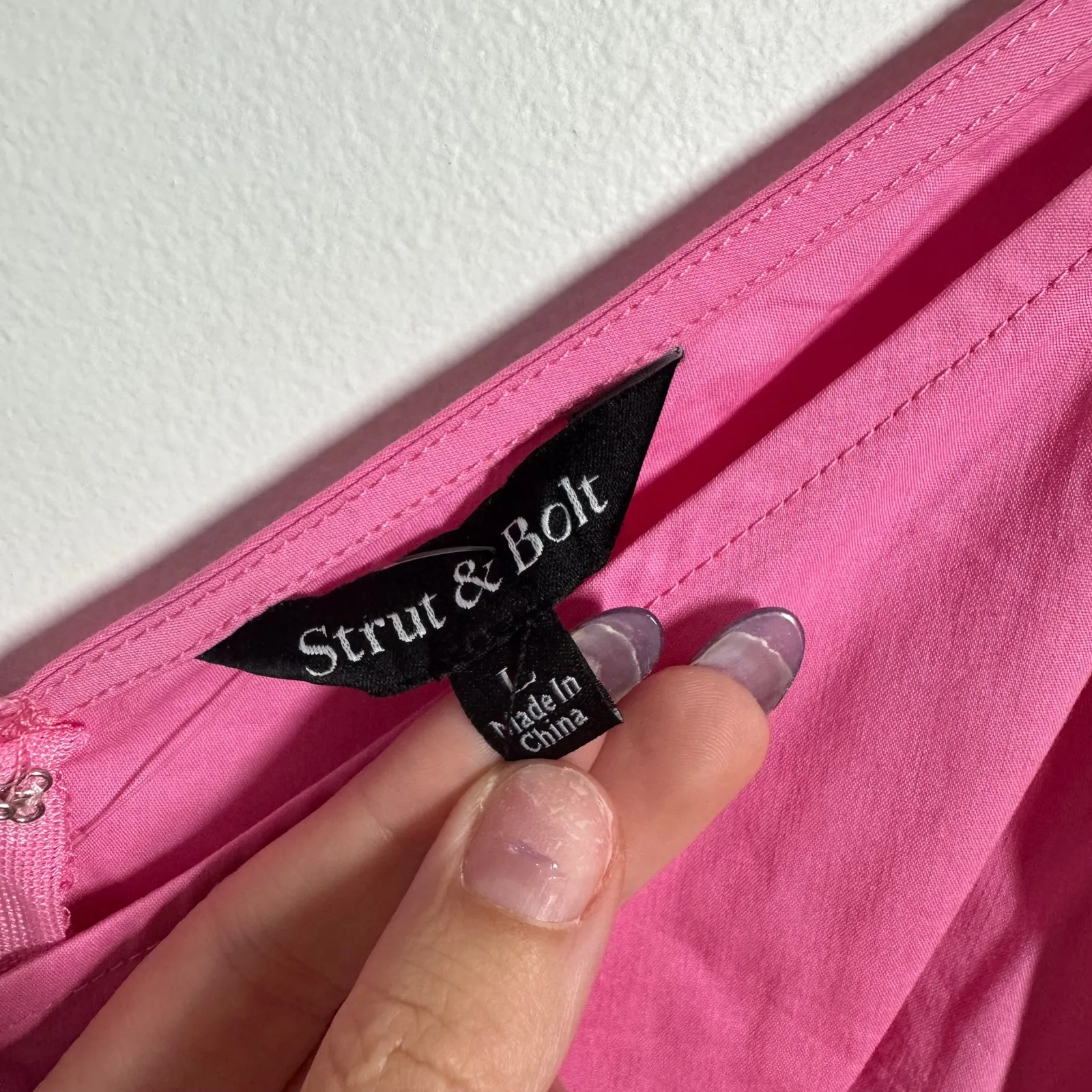 Strut & Bolt Top Women L Pink Red Color Block Sweetheart Neckline Tiered Cottage - Image 4