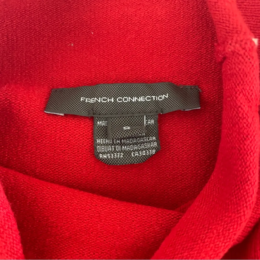French Connection Funnel Neck Sweater Small Mock Neck Red Turtleneck Pullover S - Image 5