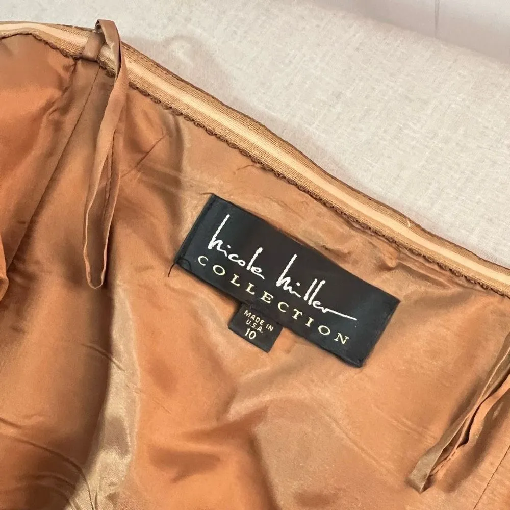 Nicole Miller collection yellow silk satin lace accent strapless cocktail dress - Image 7