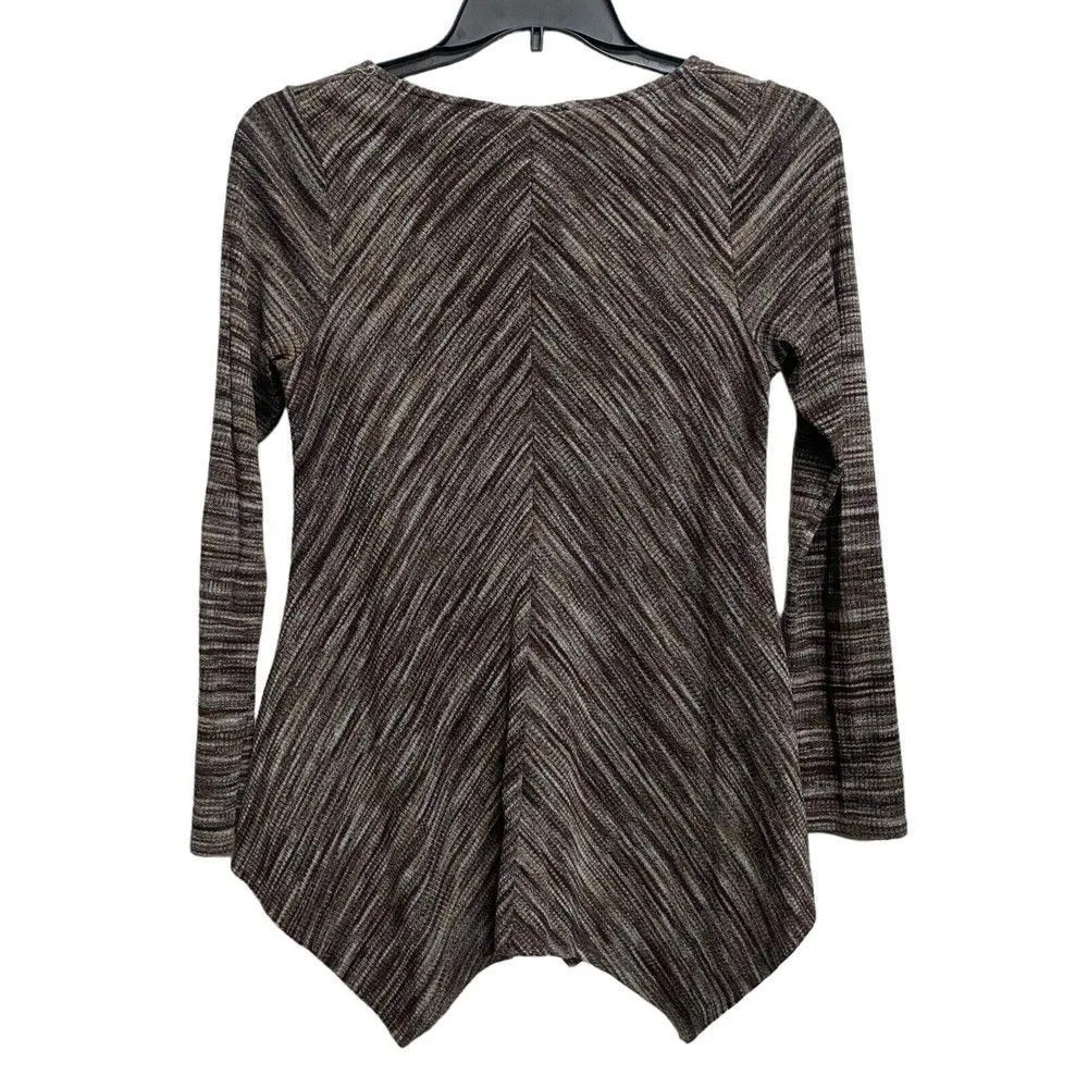 Knox Rose Womens Small Heathered Gray Asymmetrical Hem Boho Peasant Pullover - Image 8