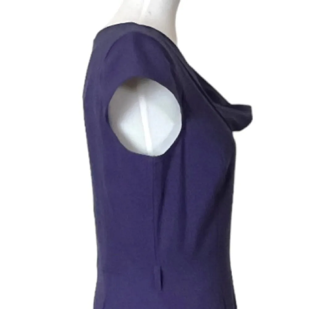 Calvin Klein Dress Sheath Pencil Drape Neck Cap Sleeve Purple Women’s Size 4 - Image 7