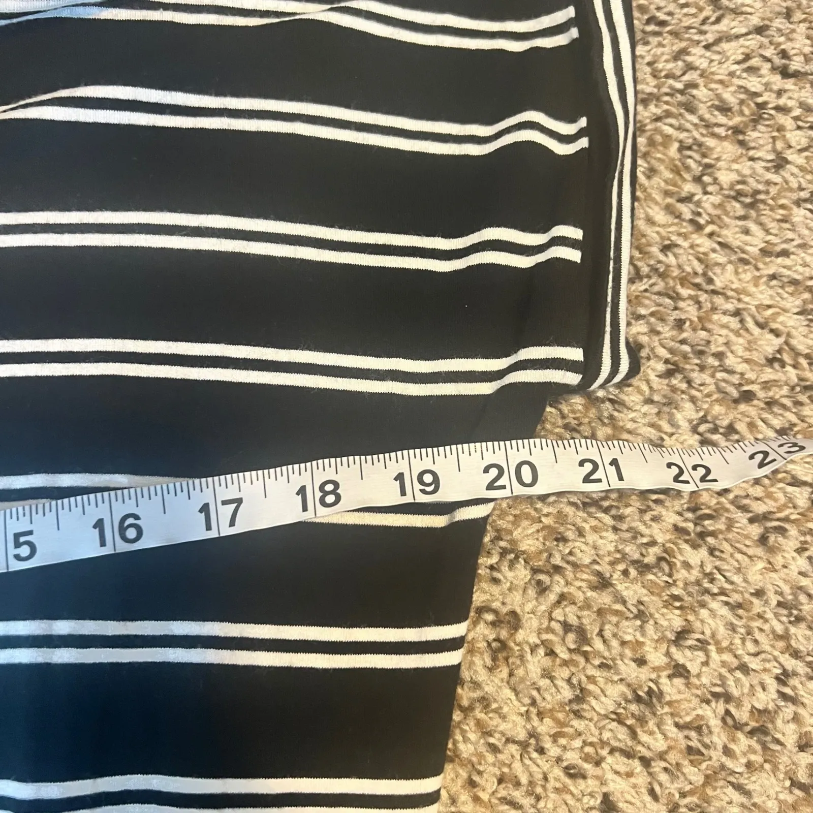 Banana Republic Black White Stripe Midi Dress Elastic Waist Side Pockets XS - Image 3