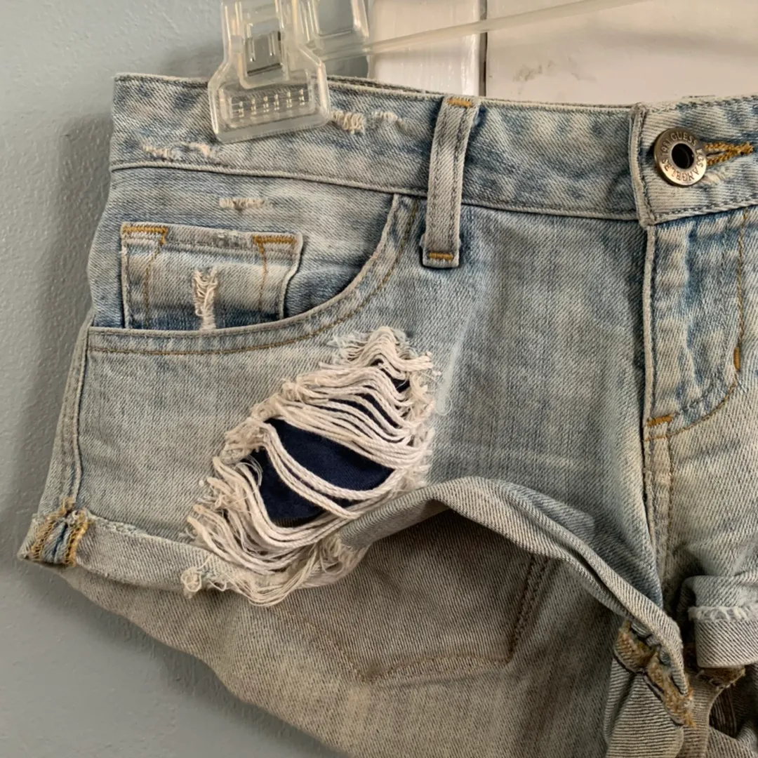 distressed denim jean cutoff shorts - Image 6