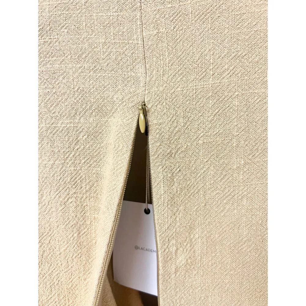 NWT L'Academie Emmy Twist Front Waist Cut-Out Padded Shoulder Blazer Tan Small - Image 10