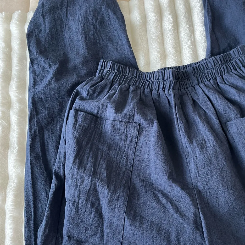 NWT Cupshe Deep Blue Textured Pants - Image 3