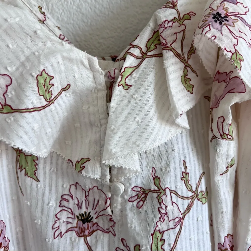 Paige Arabeth Blouse Ivory Floral Long Sleeve Cold Shoulder Ruffle - Image 5