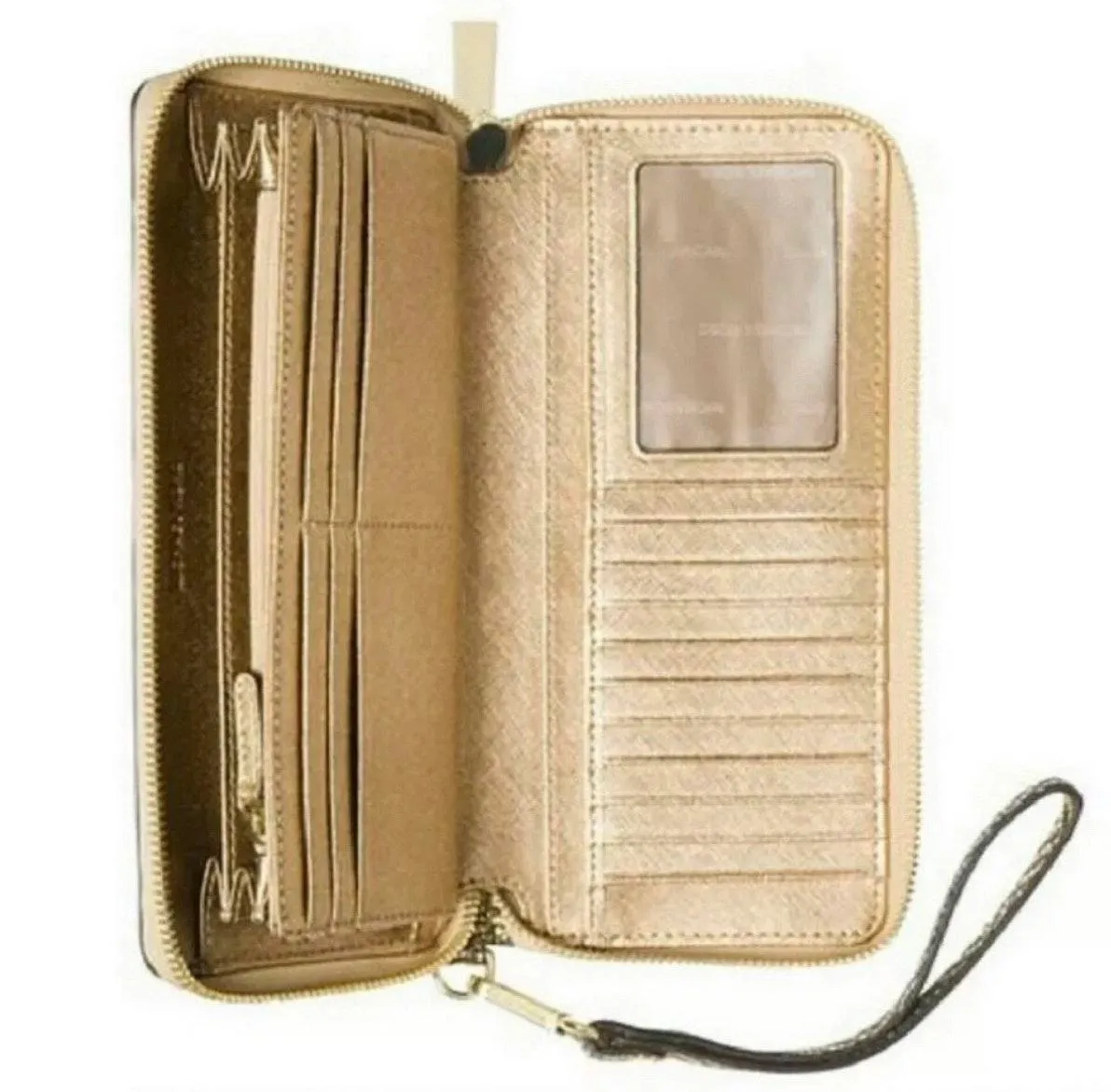 NEW  Money PiecesTravel Continental Gold Leather Wallet Retail $178 - Image 3