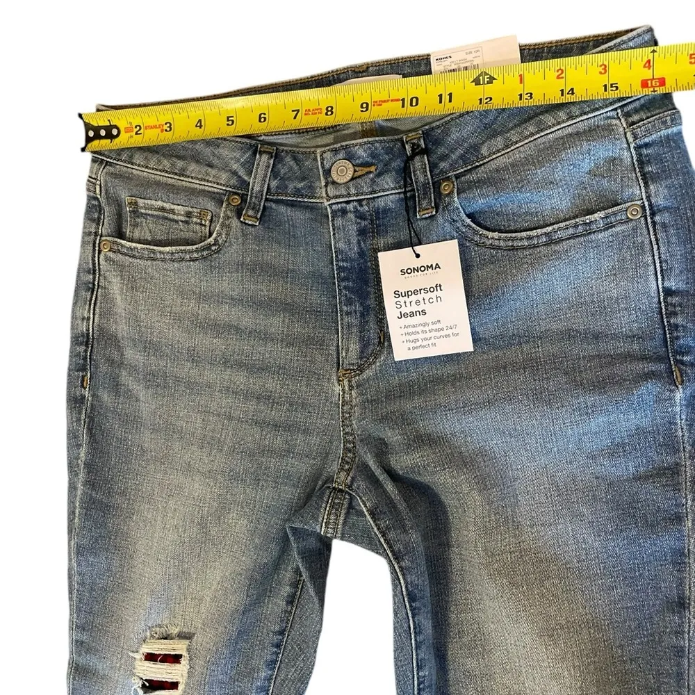 Sonoma Ankle Skinny Jeans Mid Rise Womens Size 10 New With Tags Distressed Plaid - Image 10