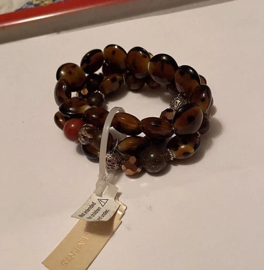 NWT Brown Bead Stretchy Bracelet 3 Piece Set $28 MSRP - Image 2