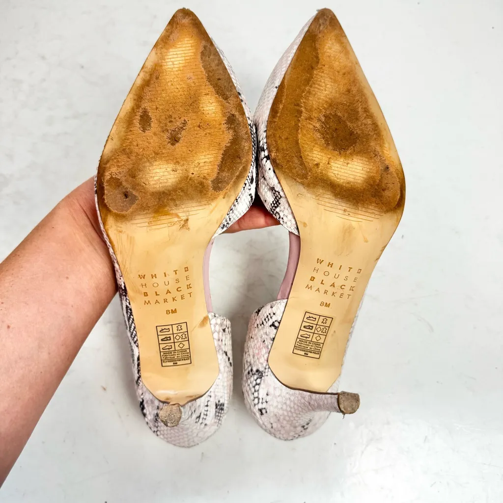WHBM Ella Neutral Snakeskin Pumps D’orsay Heels Size 8 - Image 3