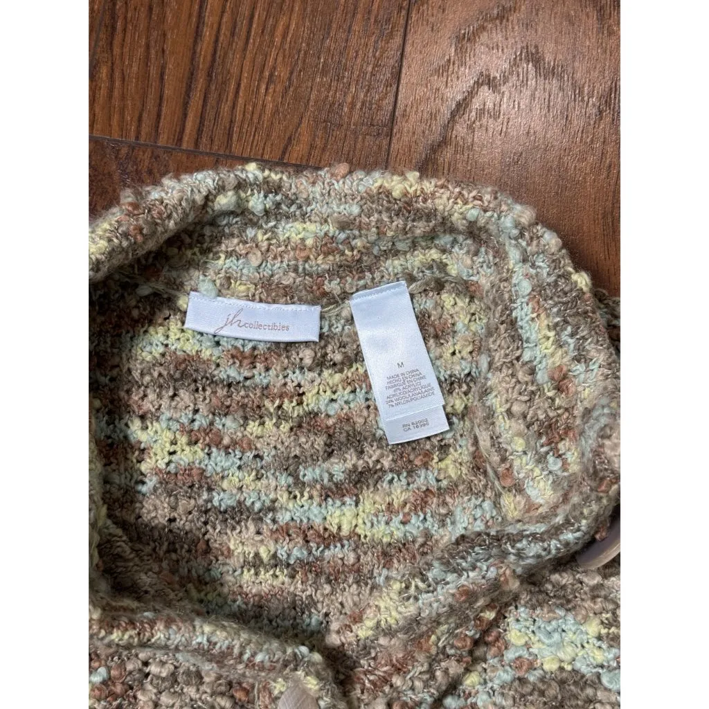 JH COLLECTIBLES Womens M Wool Blend Longline Cardigan Sweater Jacket Brown Beige Size M - Image 8