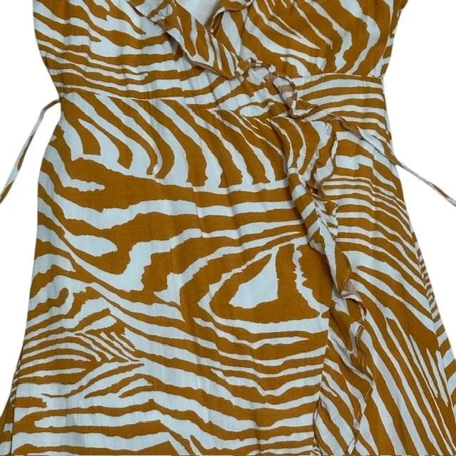 Revolve‎ MINKPINK Zebra Print Wrap Dress Ruffle High Low V Neck Sleeveless Sz Sm - Image 8