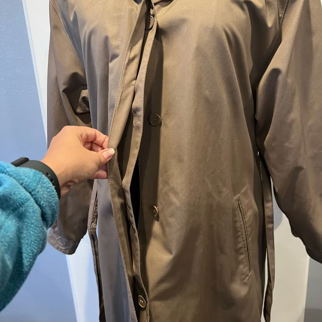 Vtg London Fog Classic Trench Coat 8 reg zipper plaid liner w/pockets wool blend - Image 9