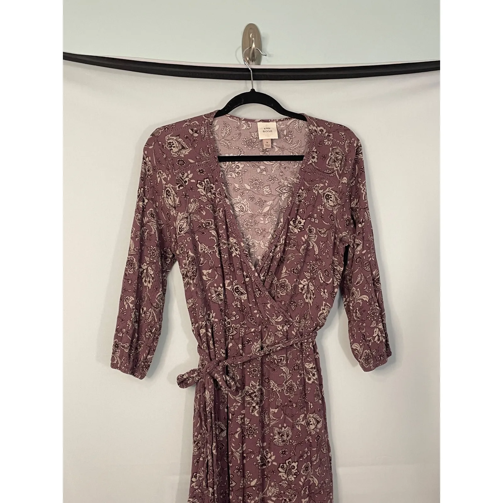 Knox Rose Women's Floral Wrap Maxi Dress Dusty Mauve Size Medium - Image 2