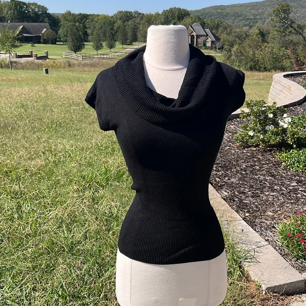 Black Cowl Drape Neck Comfy Sweater - Image 10